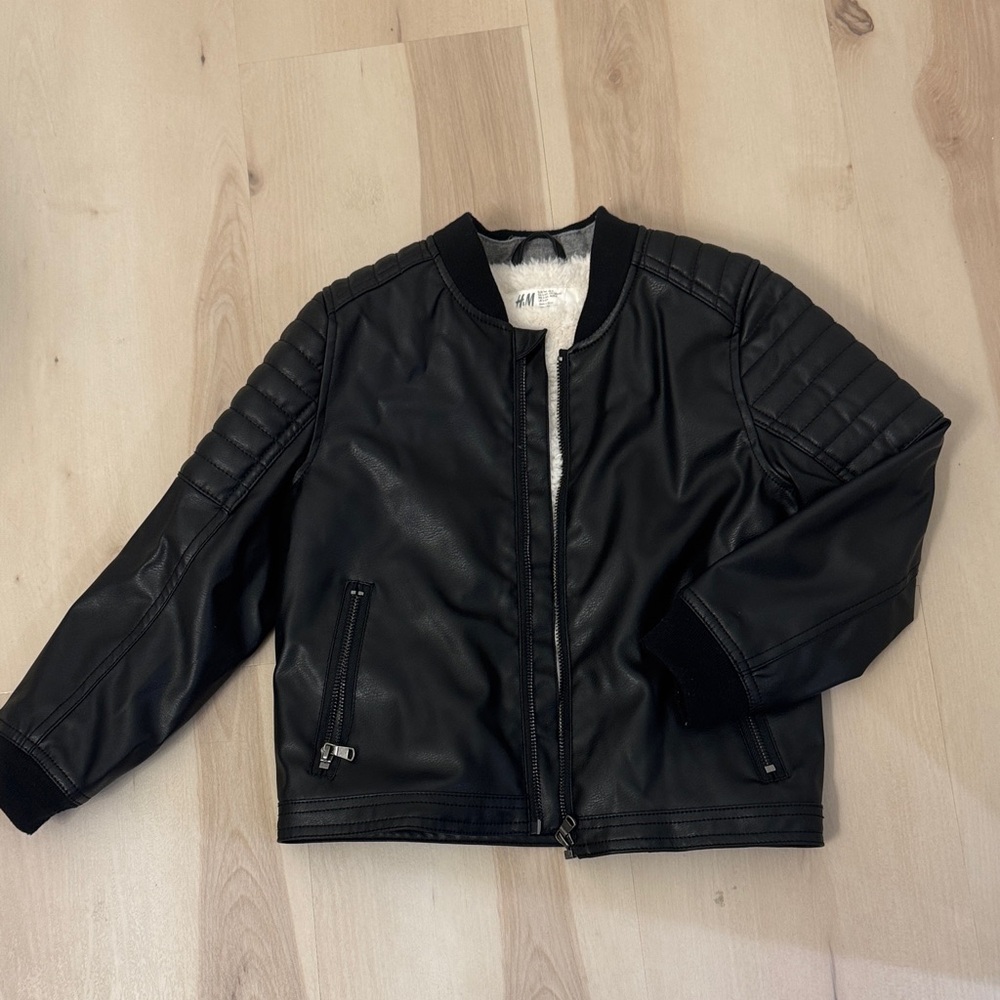 H&M Black Moto Jacket with Sherpa Lining